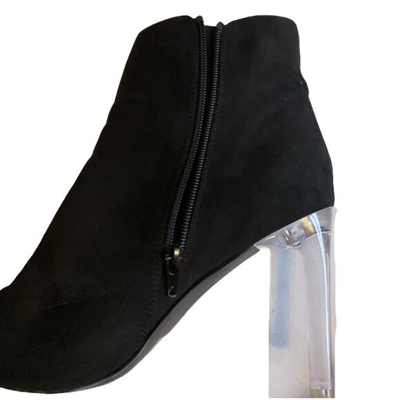 Marc New York Bootie Women’s SZ 9.5 M Black AMELIA Ankle Clear Heel Faux Suede - Picture 10 of 15